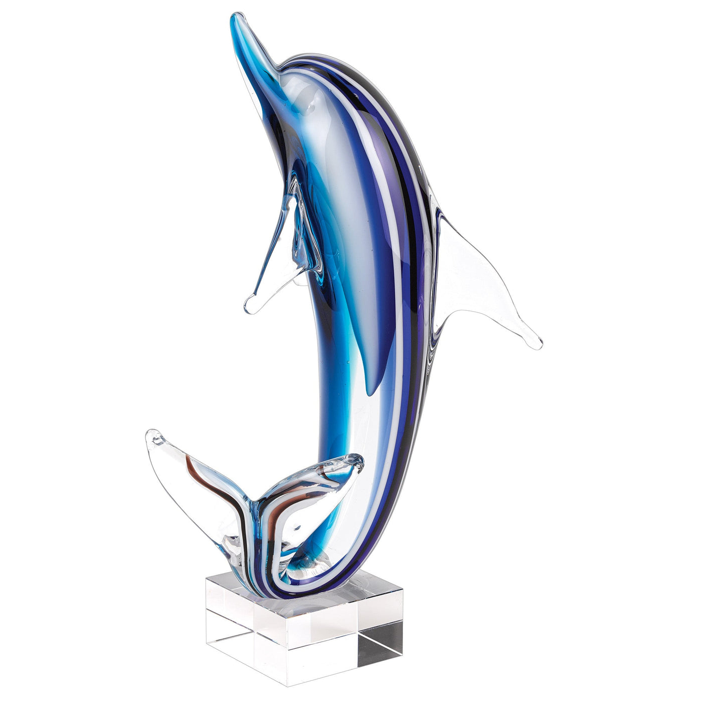 14’ Blue Murano Glass Dolphin Figurine Tabletop Sculpture - Sculptures