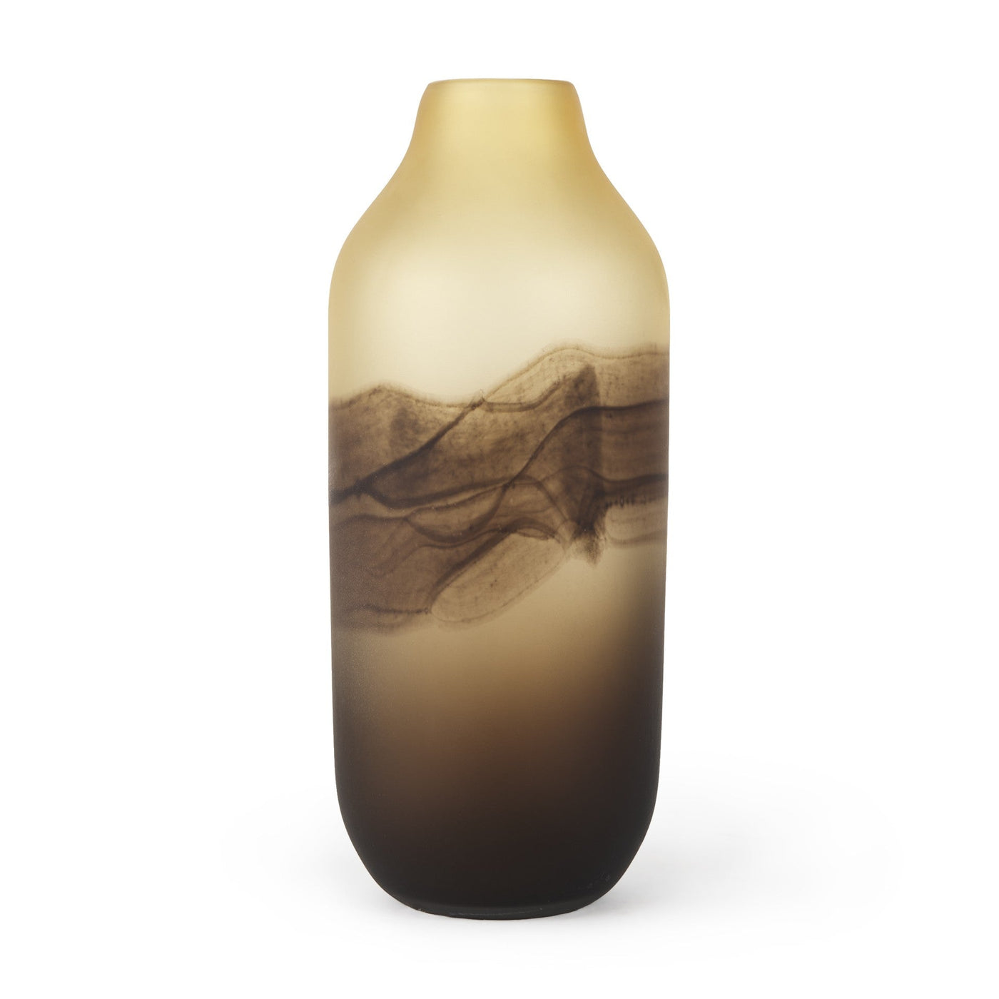 14’ Brown and Beige Smoky Sand Dunes Glass Vase - Vases