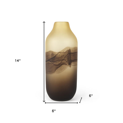 14’ Brown and Beige Smoky Sand Dunes Glass Vase - Vases