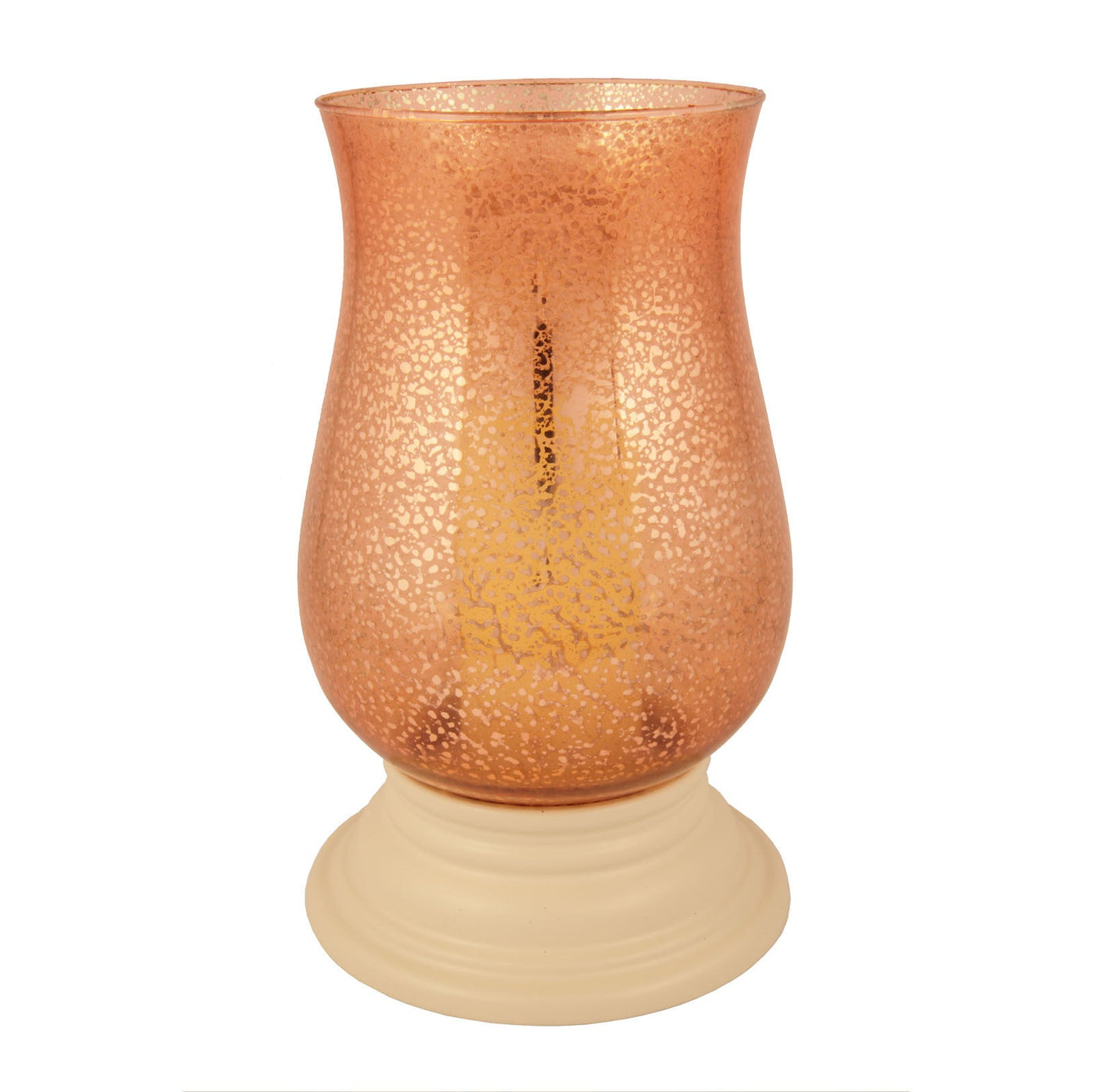 14’’ Coral Glass Centerpiece Hurricane Candle Holder With Candle - Candle Holders