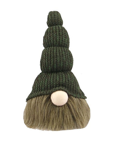 14’ Green Chunky Knit Hat Fabric Sitting Gnome Sculpture - Sculptures