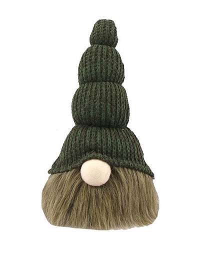 14’ Green Chunky Knit Hat Fabric Sitting Gnome Sculpture - Sculptures