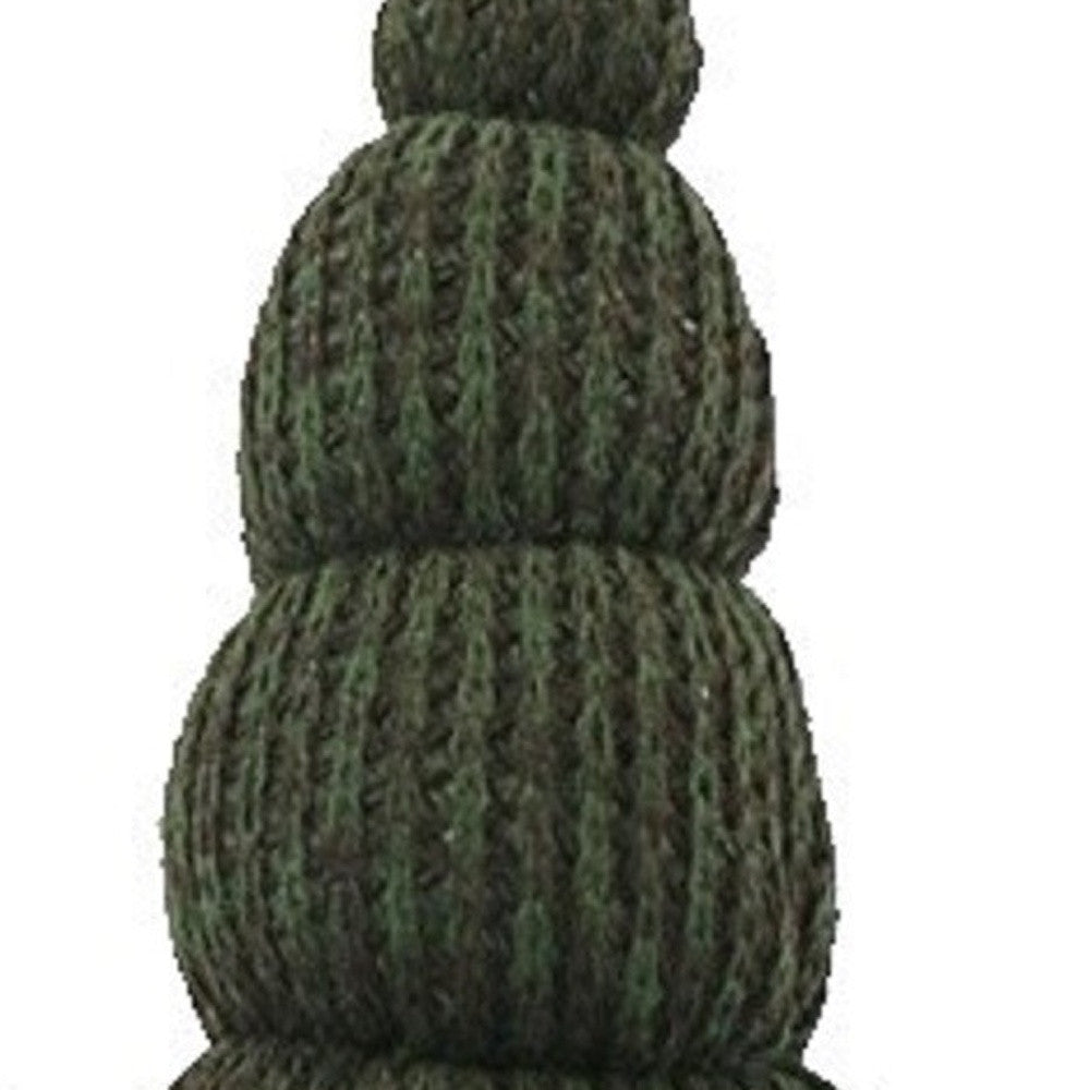 14’ Green Chunky Knit Hat Fabric Sitting Gnome Sculpture - Sculptures