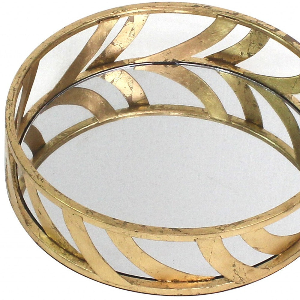 14 X 14 X 4 Gold Streamline Mirror Tray - Trays