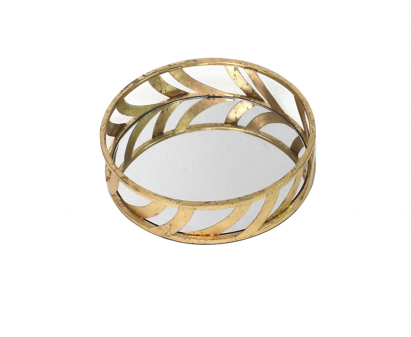 14 X 14 X 4 Gold Streamline Mirror Tray - Trays