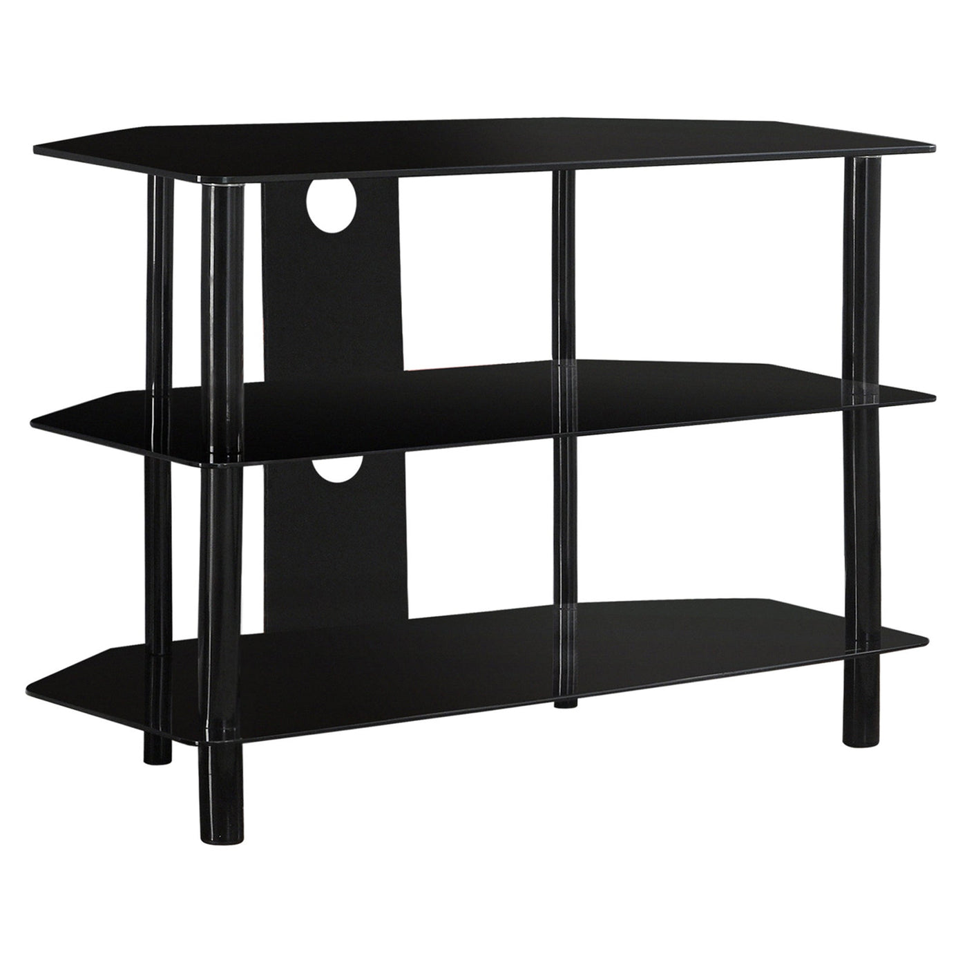 15.75’ X 35.75’ X 24’ Black Metal Tempered Glass TV Stand - TV Stands