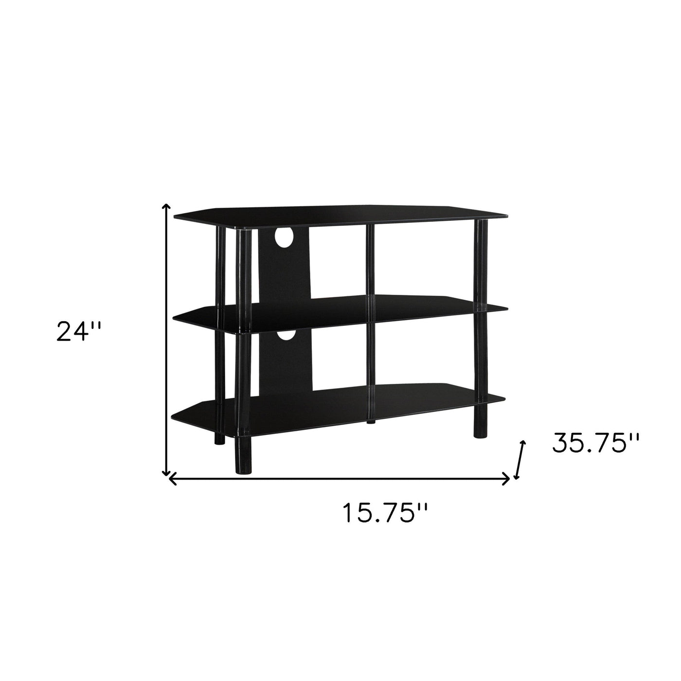 16’’ Black Metal Open Shelving TV Stand - TV Stands