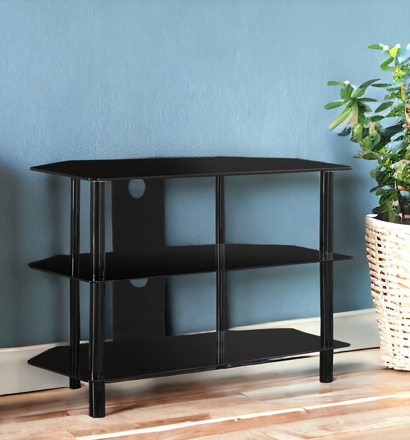 16’’ Black Metal Open Shelving TV Stand - TV Stands