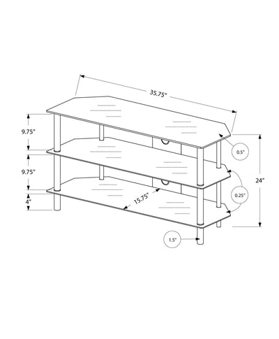 15.75’ X 35.75’ X 24’ Black Metal Tempered Glass TV Stand - TV Stands