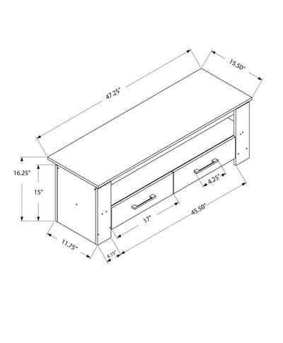 16.25’ Dark Taupe Particle Board And Laminate TV Stand With 2 Storage Drawers - TV Stands