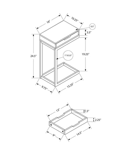 16’ X 10.25’ X 24.5’ Black Metal With A Drawer Accent Table - Tray Tables