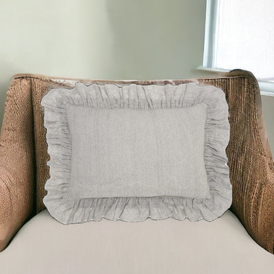 16’ X 24’ Gray Pillow With Ruffled Edges - Accent Throw Pillows