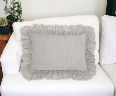 16’ X 24’ Gray Pillow With Ruffled Edges - Accent Throw Pillows