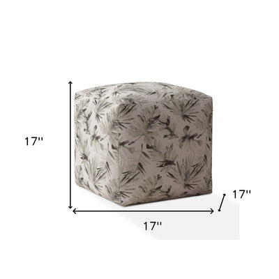 17’ Beige Flax Floral Pouf Cover - Ottomans