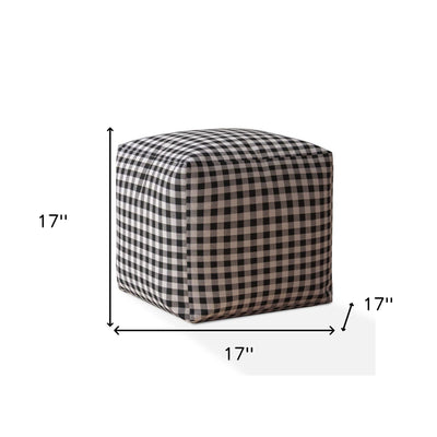 17’ Black And Gray Cotton Gingham Pouf Cover - Ottomans