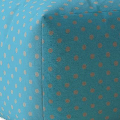 17’ Blue And Gray Cotton Polka Dots Pouf Cover - Ottomans