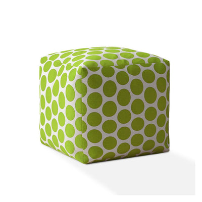 17’ Green And White Cotton Polka Dots Pouf Cover - Ottomans