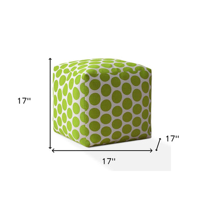 17’ Green And White Cotton Polka Dots Pouf Cover - Ottomans