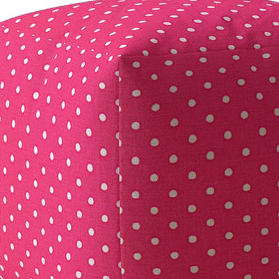 17’ Pink Cotton Polka Dots Pouf Ottoman - Ottomans