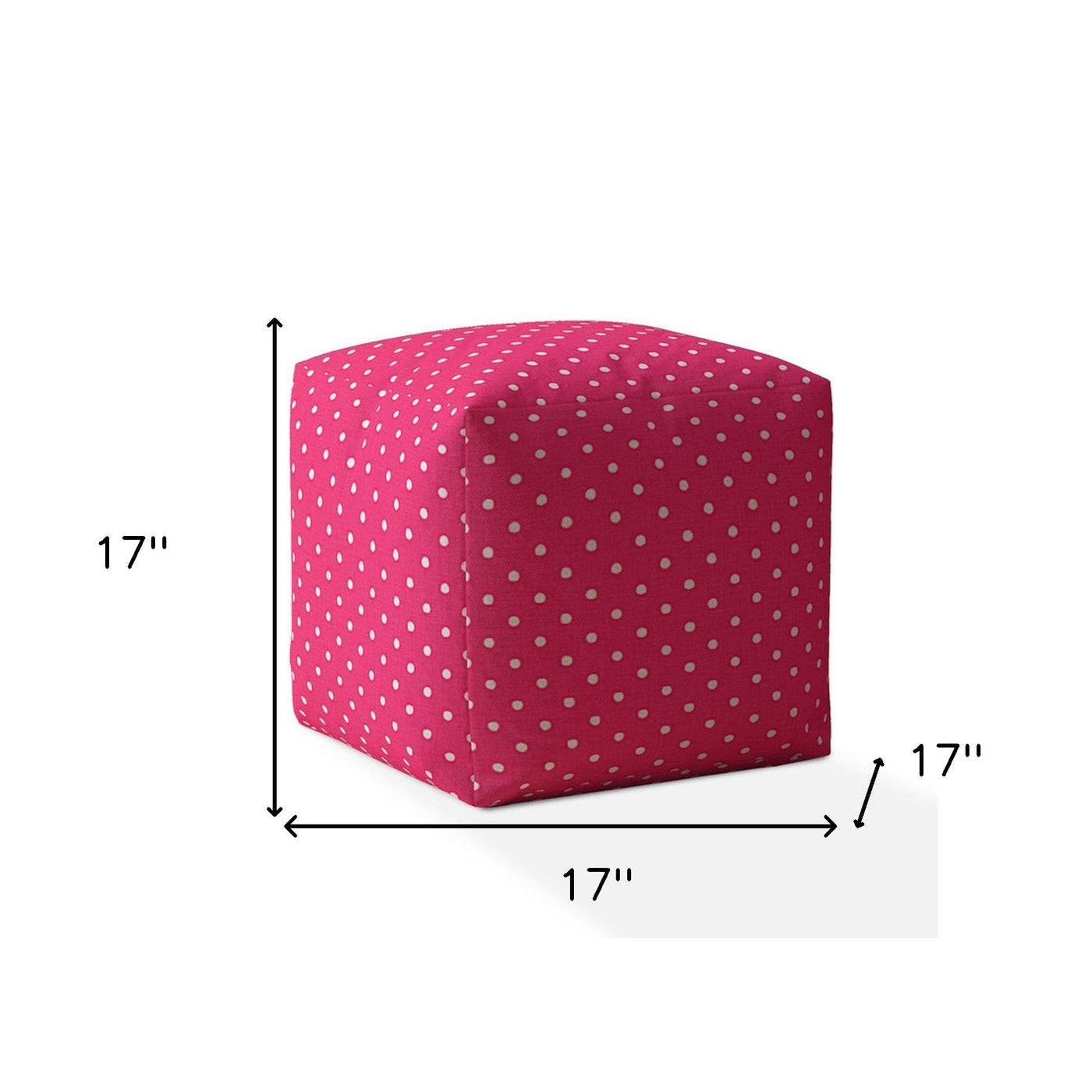 17’ Pink Cotton Polka Dots Pouf Ottoman - Ottomans