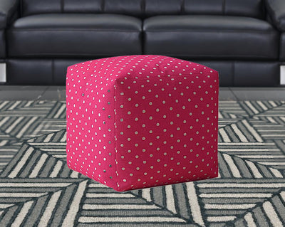 17’ Pink Cotton Polka Dots Pouf Ottoman - Ottomans