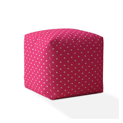 17’ Pink Cotton Polka Dots Pouf Ottoman - Ottomans