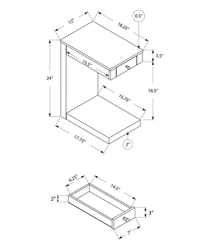 18.25’ X 12’ X 24’ Dark Taupe Finish Hollow Core Accent Table - Dark Taupe - Tray Tables