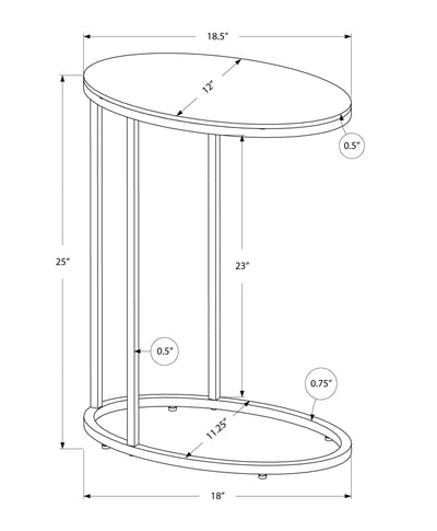 18.5’ X 12’ X 25’ White Particle Board Metal Accent Table - White - Tray Tables