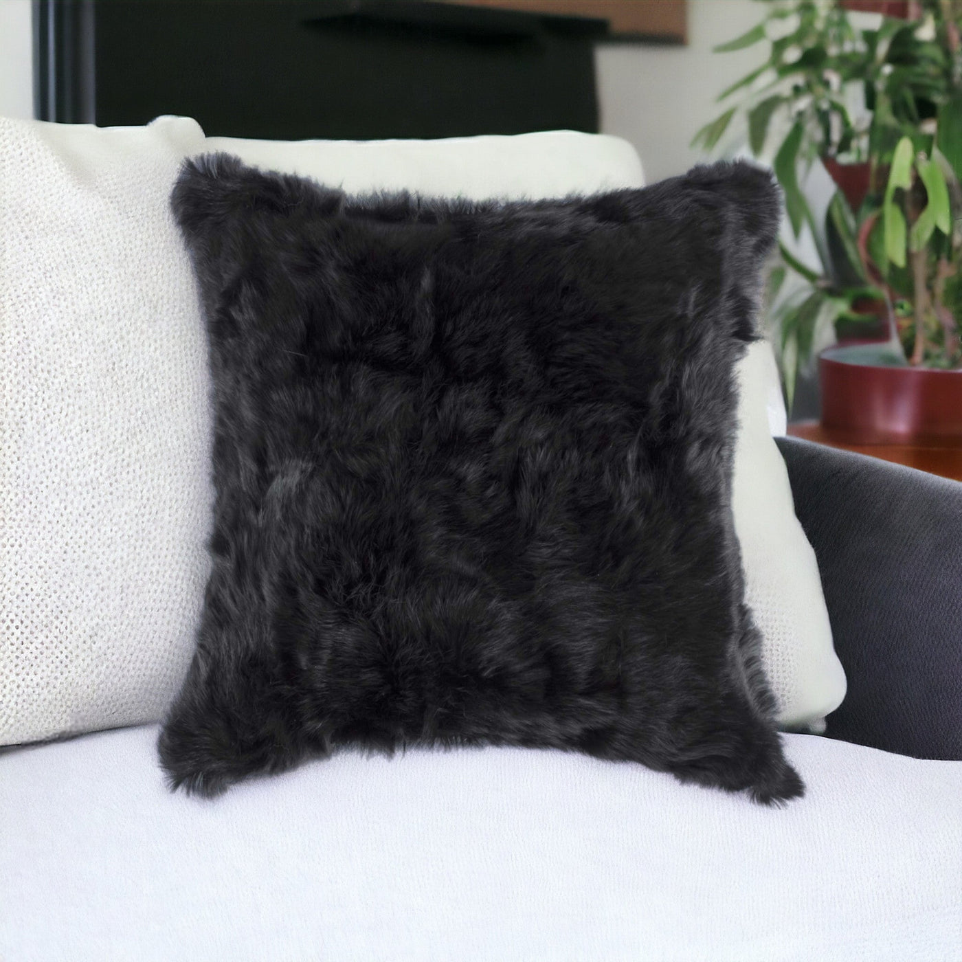 18’ Black Wool Throw Pillow - Accent Throw Pillows