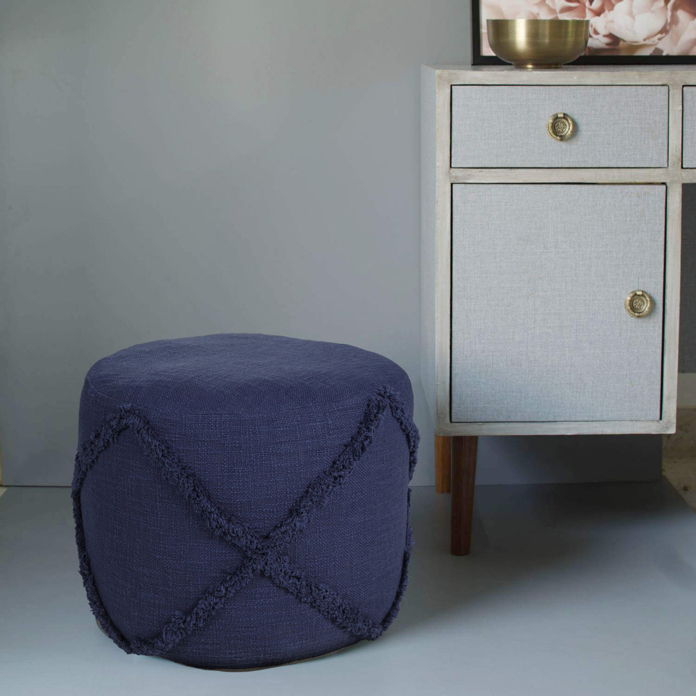 18’ Blue 100% Cotton Ottoman - Ottomans