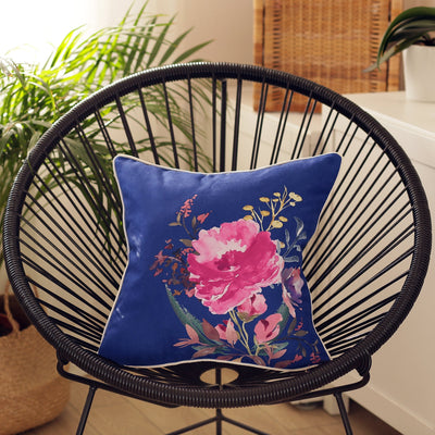 18’ Blue Watercolor Wild Flower Decorative Throw Pillow Cover - Accent Throw Pillows