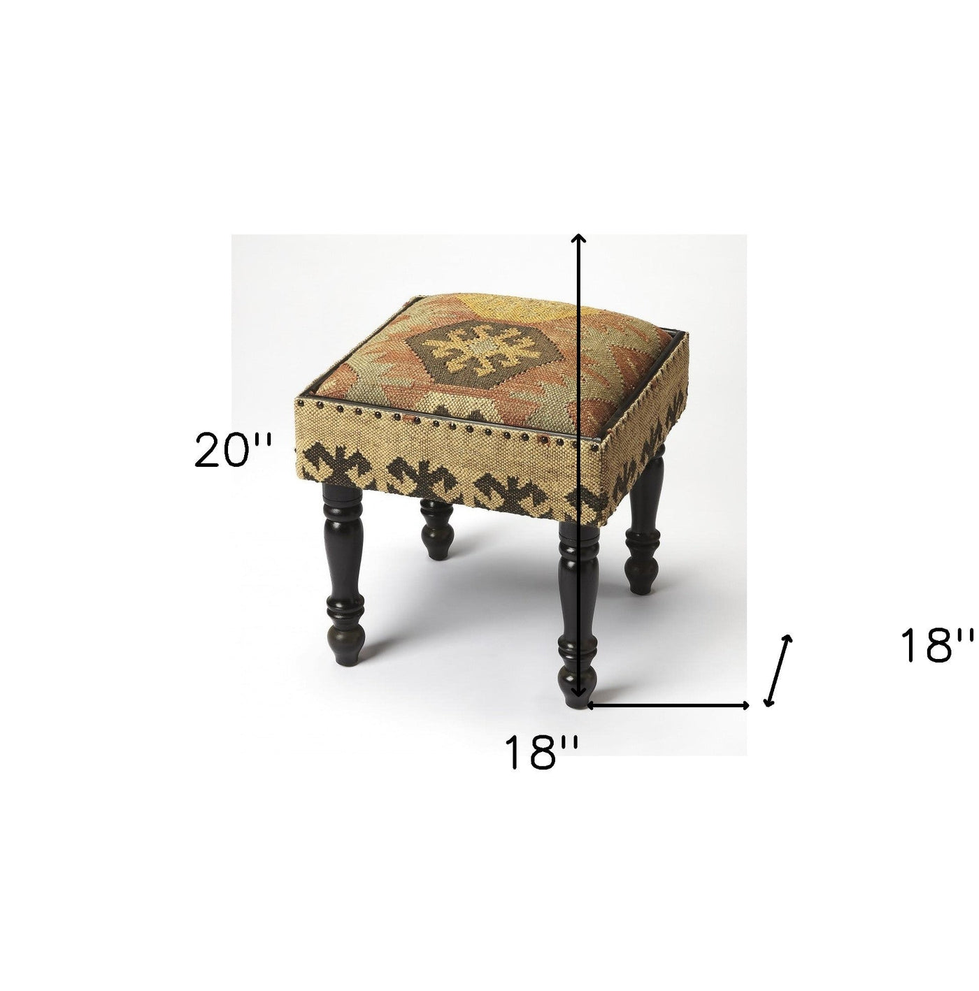 18’’ Brown Linen Ottoman - Ottomans