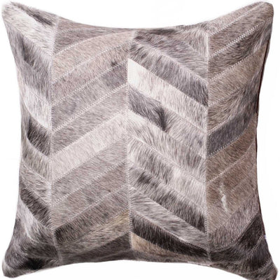 18’’ Gray Cowhide Throw Pillow - Accent Throw Pillows