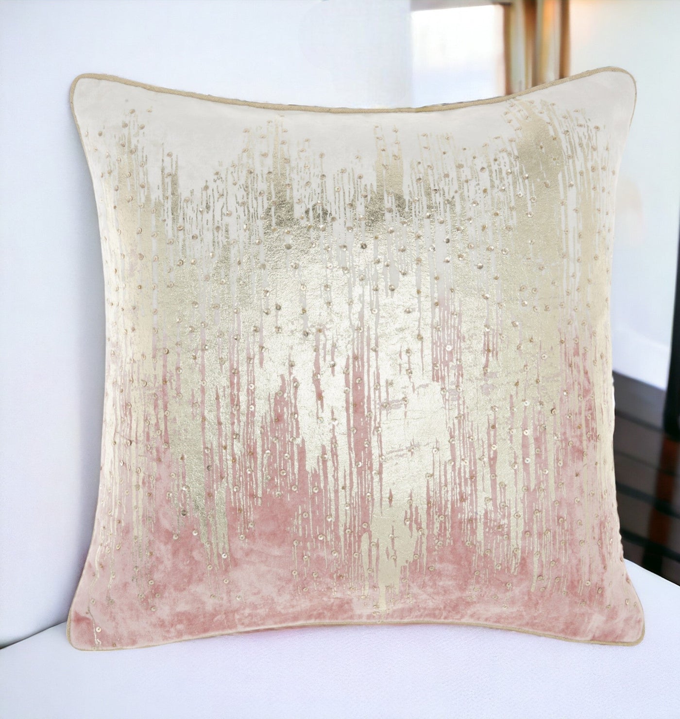 Pink Sequined Ombre Throw Pillow - Accent Throw Pillows