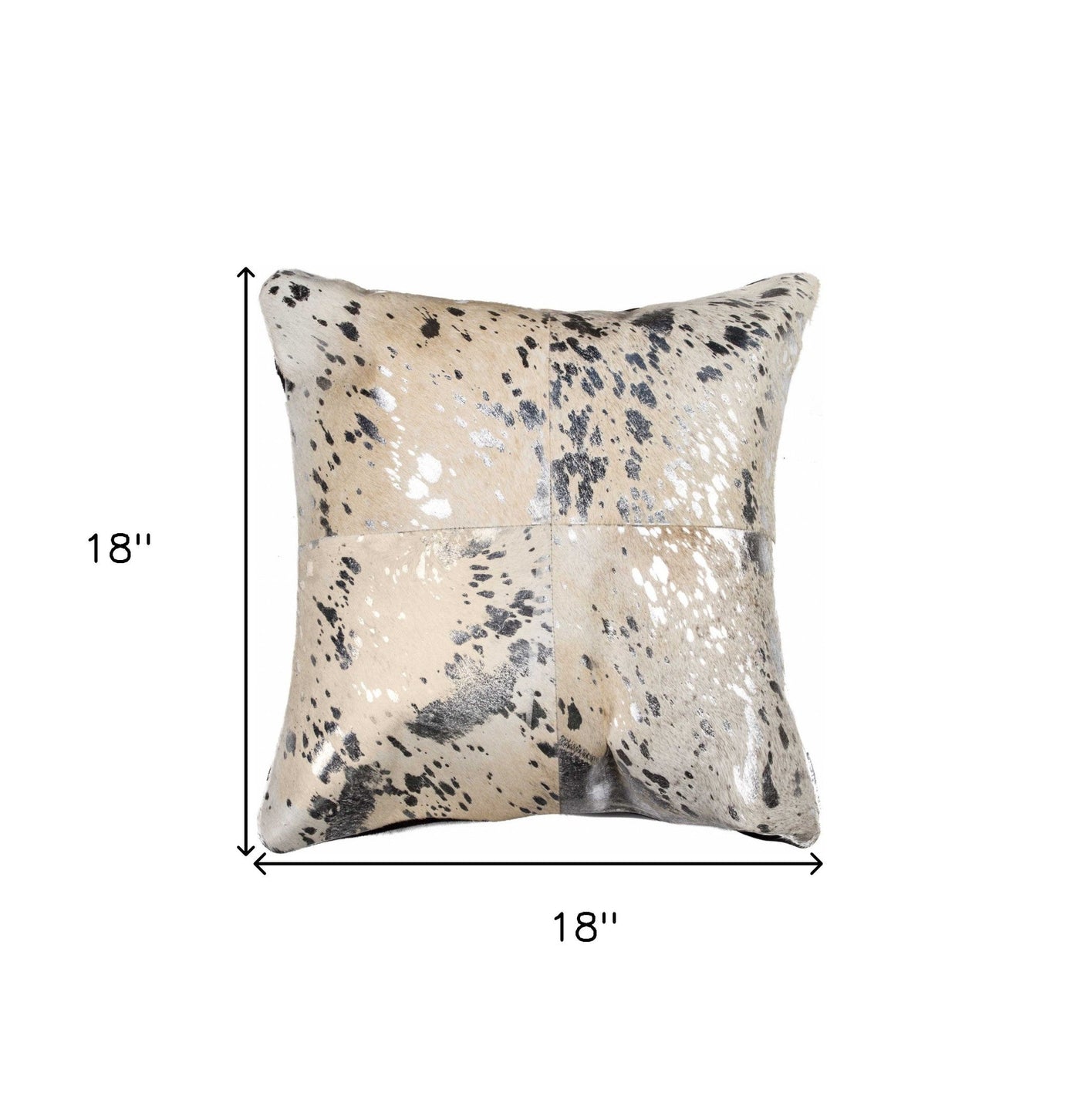 18’ Silver and Gray Cowhide Throw Pillow - Accent Throw Pillows