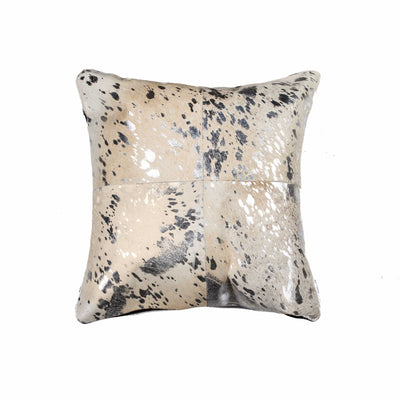 18’ Silver and Gray Cowhide Throw Pillow - Accent Throw Pillows