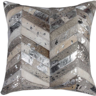 18’ Silver Cowhide Throw Pillow - Accent Throw Pillows