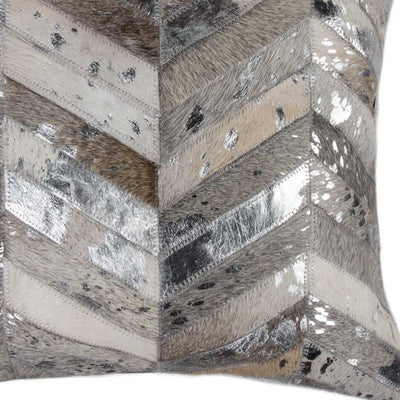 18’ Silver Cowhide Throw Pillow - Accent Throw Pillows