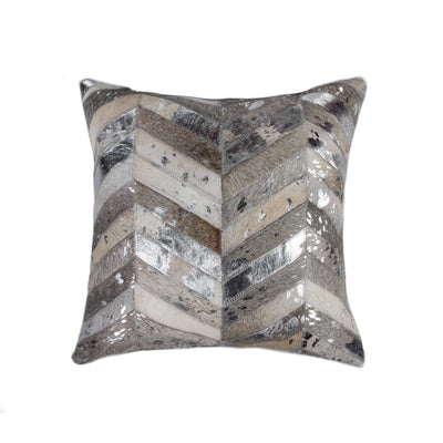 18’ Silver Cowhide Throw Pillow - Accent Throw Pillows