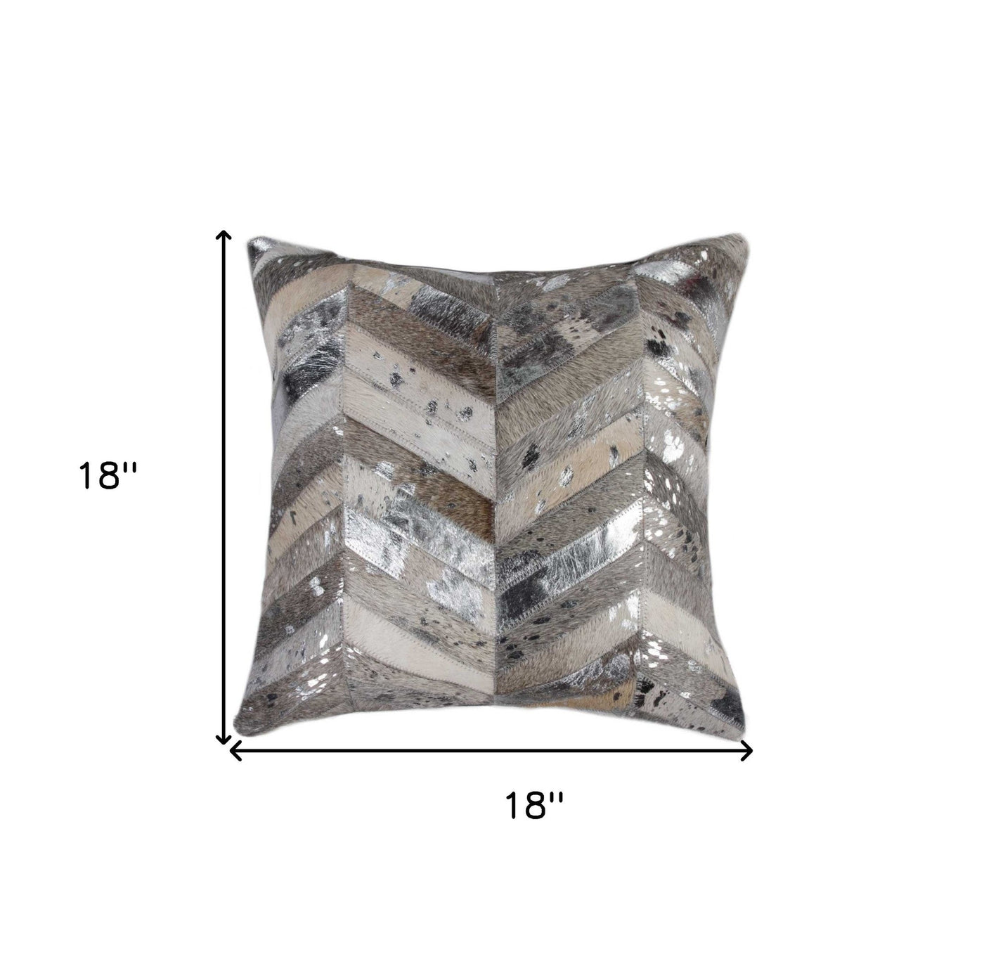 18’ Silver Cowhide Throw Pillow - Accent Throw Pillows