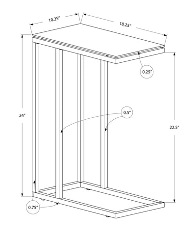 18’ X 12’ X 24’ Cappuccino Brown Mdf Metal Accent Table - Tray Tables