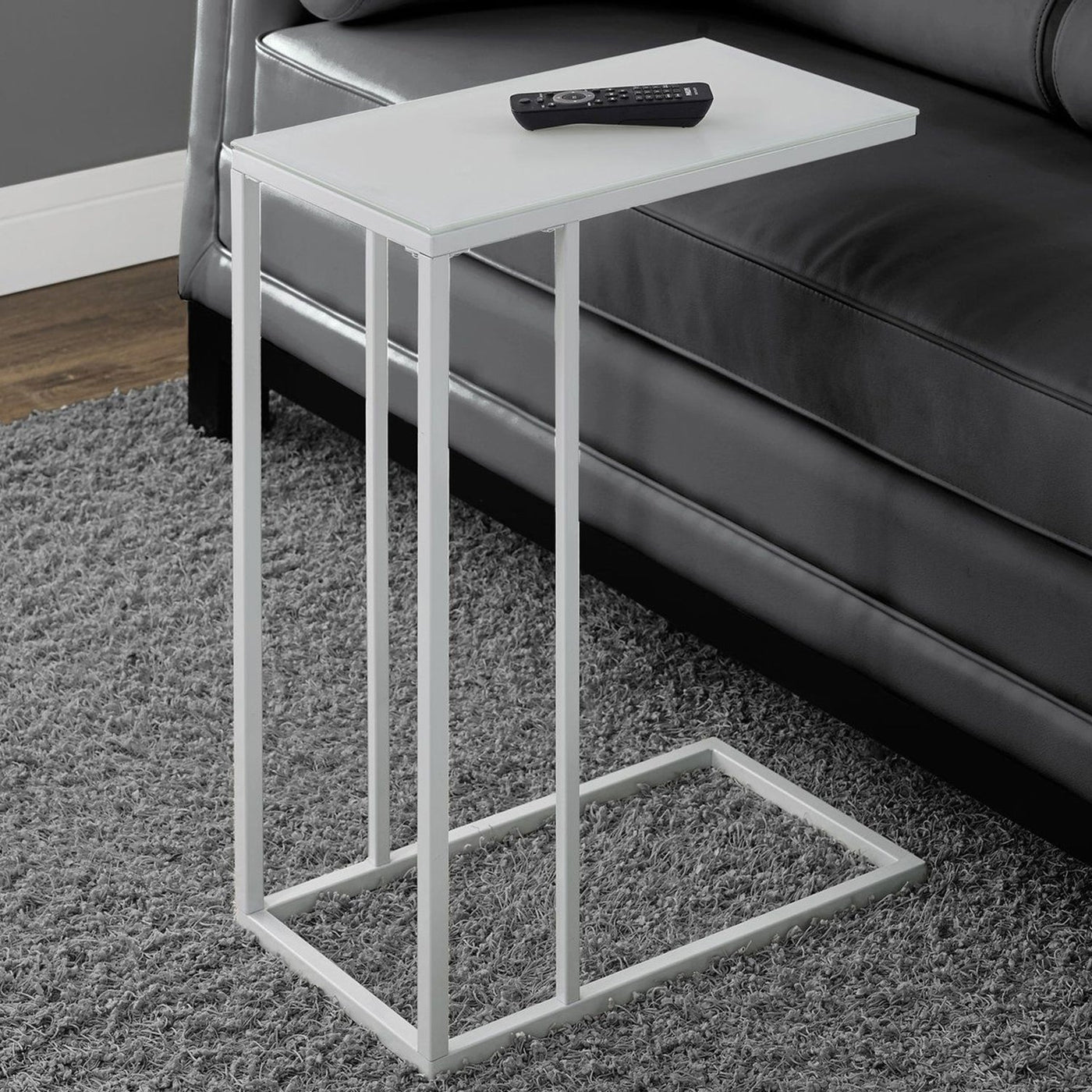 18.25’’ X 10.25’’ X 24’’ Chrome Metal Tempered Glass Accent Table - White - Tray Tables