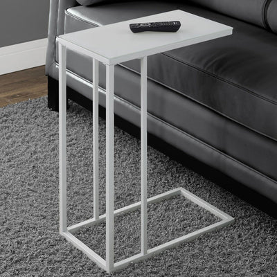 18.25’’ X 10.25’’ X 24’’ Chrome Metal Tempered Glass Accent Table - White - Tray Tables