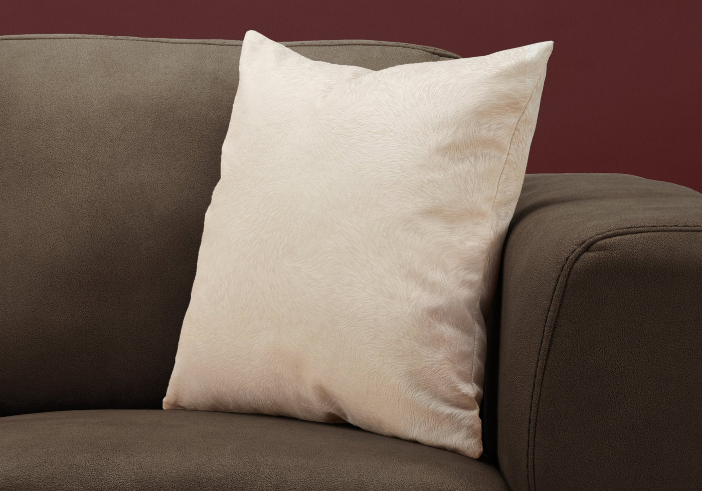 18’’ X 18’’ Taupe Velvet Polyester Feather Zippered Pillow - Accent Throw Pillows