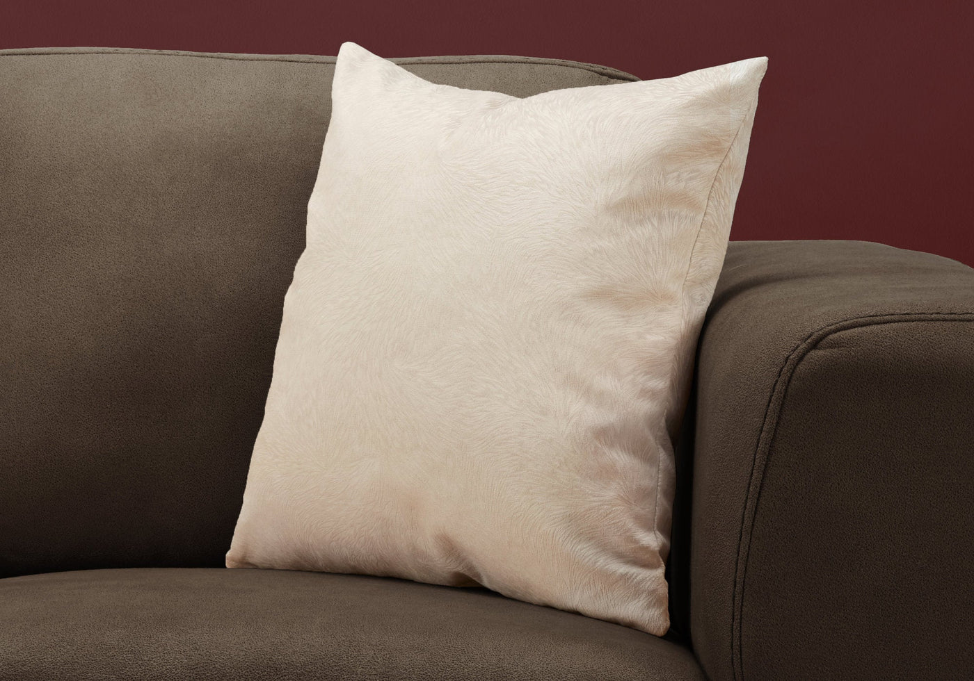 18’ X 18’ Taupe Velvet Polyester Feather Zippered Pillow - Accent Throw Pillows