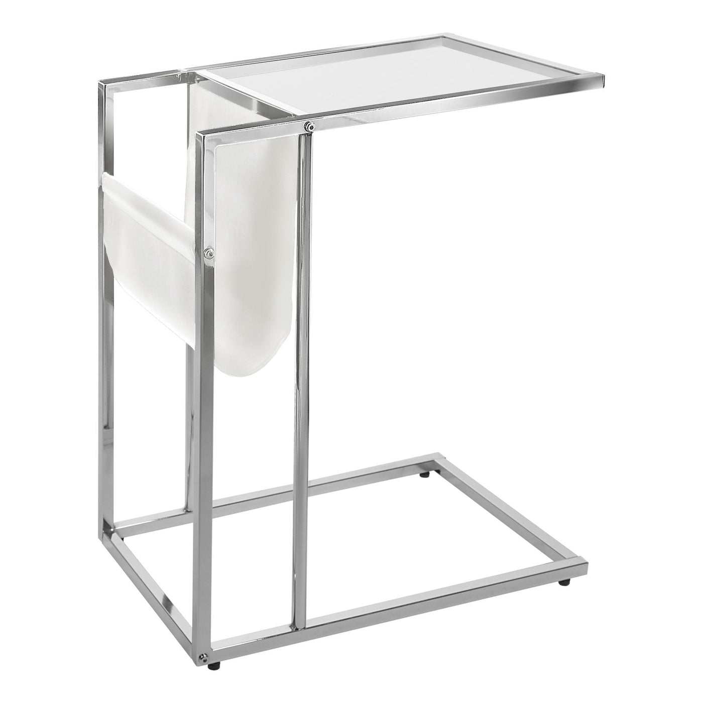 19.5’ X 12’ X 24’ Chrome Tempered Glass Leather Look Accent Table - Tray Tables