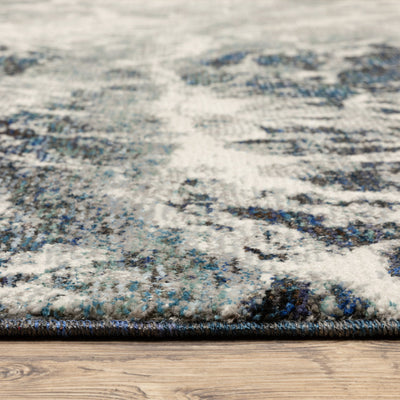 2’ X 10’ Grey Teal And Green Abstract Power Loom Stain Resistant Runner Rug - Area Rugs