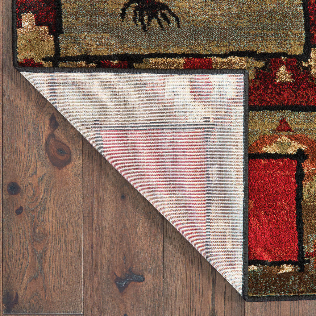 2’ X 3’ Brown Rust Berry Sage Green Gold And Ivory Southwestern Power Loom Stain Resistant Area Rug - Area Rugs