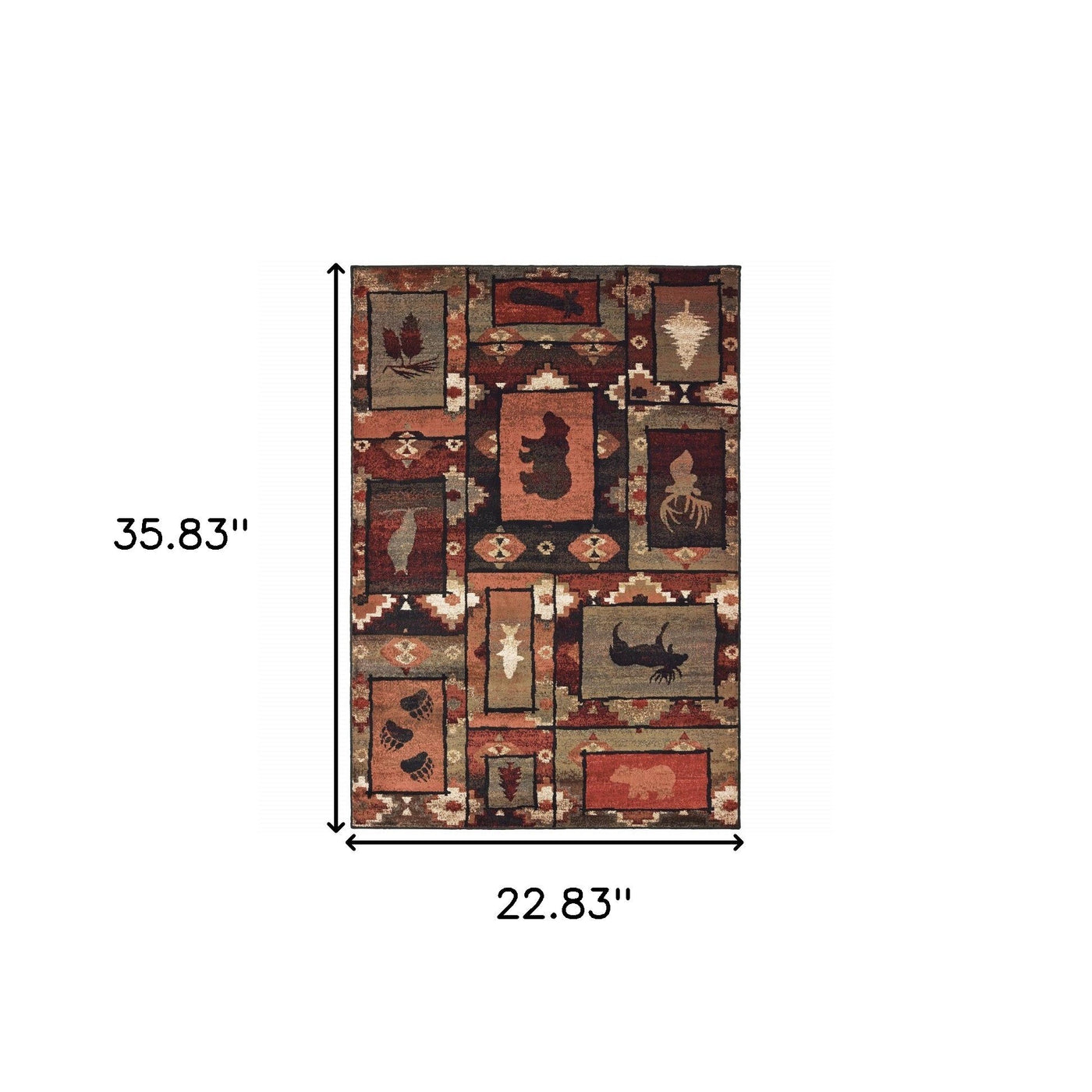 2’ X 3’ Brown Rust Berry Sage Green Gold And Ivory Southwestern Power Loom Stain Resistant Area Rug - Area Rugs