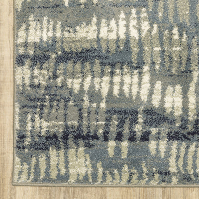 2’ X 3’ Grey Beige Blue And Light Blue Abstract Power Loom Stain Resistant Area Rug - Area Rugs